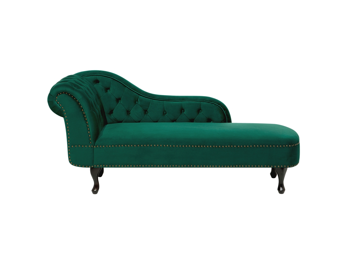 Chaise longue izquierdo BELIANI Nimes de Terciopelo Verde 169x65x79