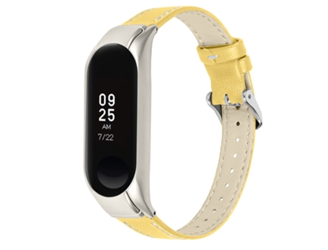 Correa de piel auténtica ajustable para Xiaomi Mi Band 7 - amarillo