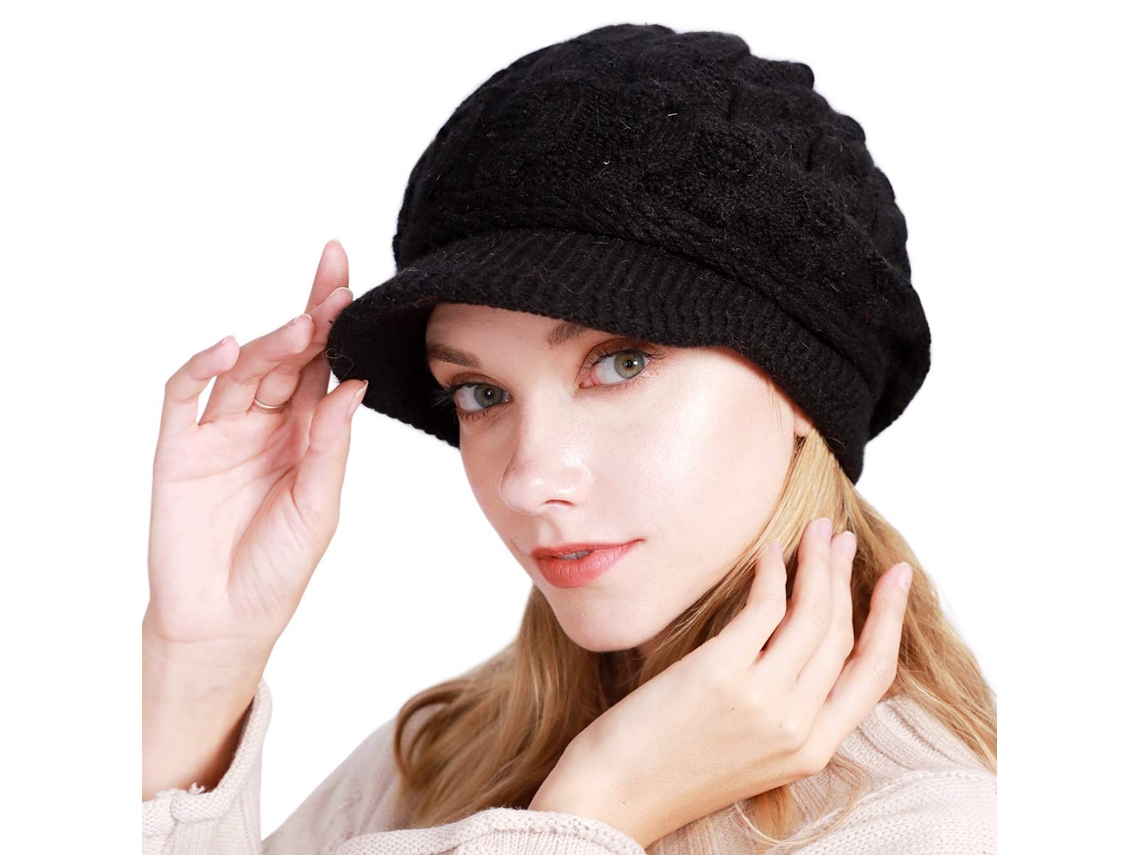 Gorro De Invierno Para Mujer De Punto - Gorra De Esquí En Acrílico - Perímetro 50-63 Cm - Negro