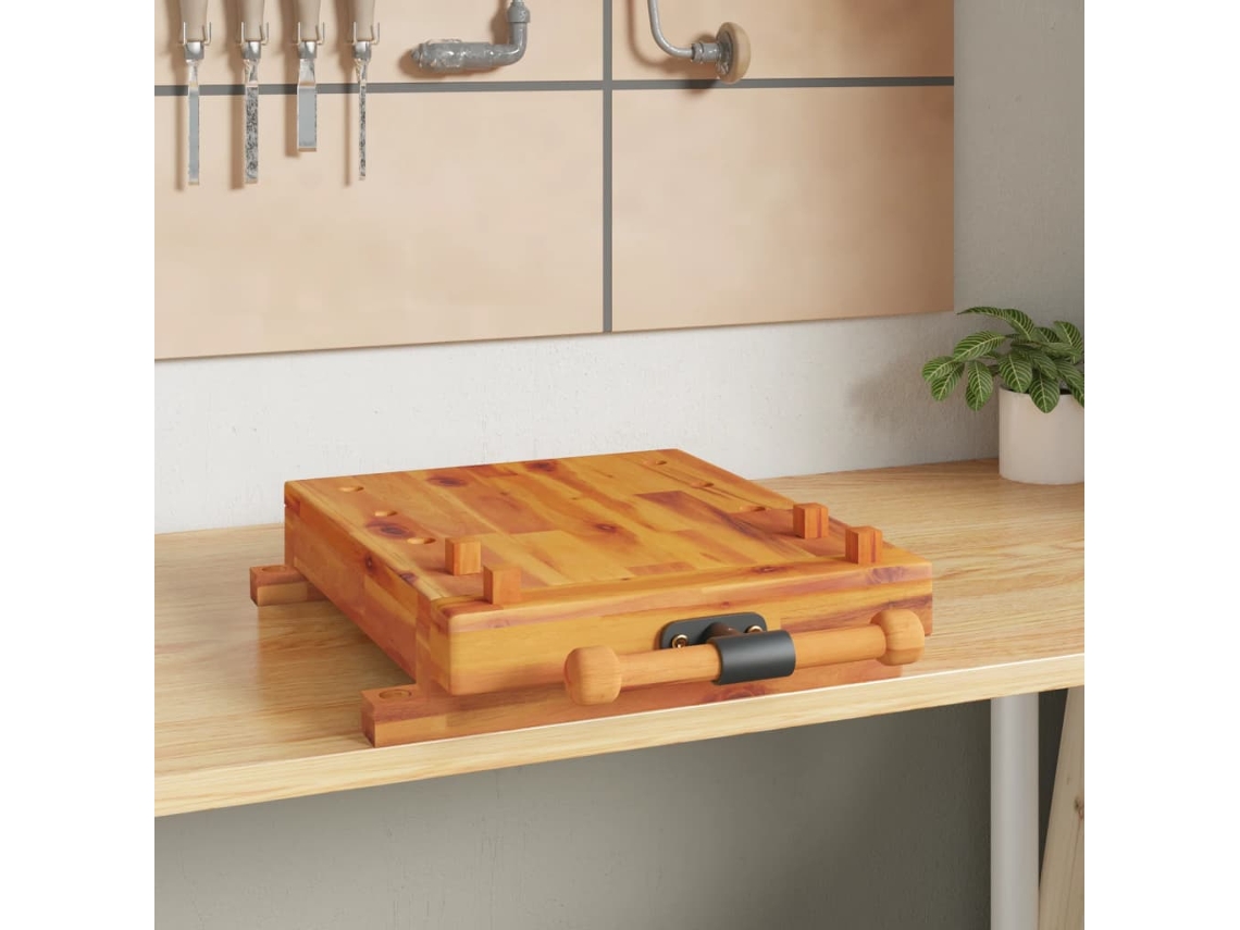 Banco de trabajo con torno, 52 x 44 x 9,5 cm, acacia maciza, DKD HOME DECOR