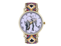 Reloj De Cuarzo Con Correa De Cordón Textil, Tejido Trenzado, Estampado De Elefante, Nuevo Estilo, Universal.