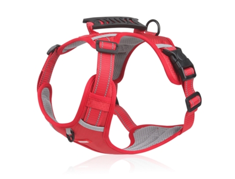 Arnés para perros sin tirones, arnés de chaleco para perros Oxford reflectante ajustable con correa, Rojo-M ZMDECQNA