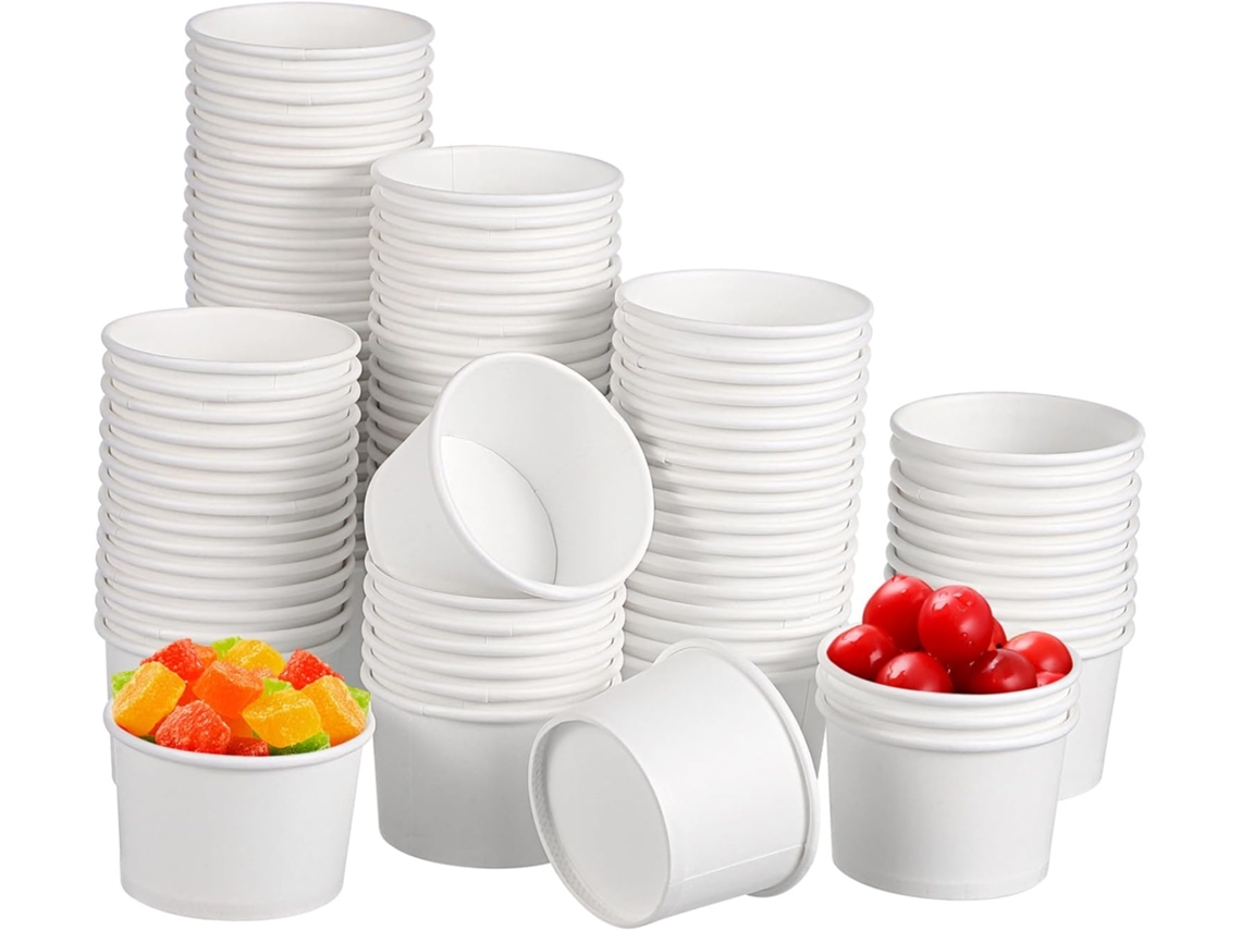 Paquete de 100 tiras de papel para degustación de bebidas frías y calientes en eventos y recepciones.