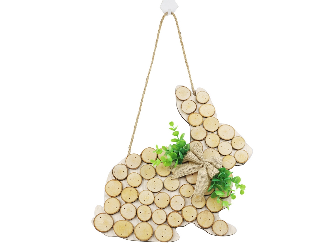 Colgante De Puerta De Pascua Con Conejo De Madera Decorativo Para Pared, Jardín O Balcón.