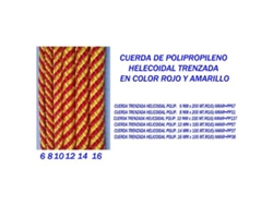 Cuerda trenzada helicoidal polip. 10 mm x 100 mt.rojo-amar pp137