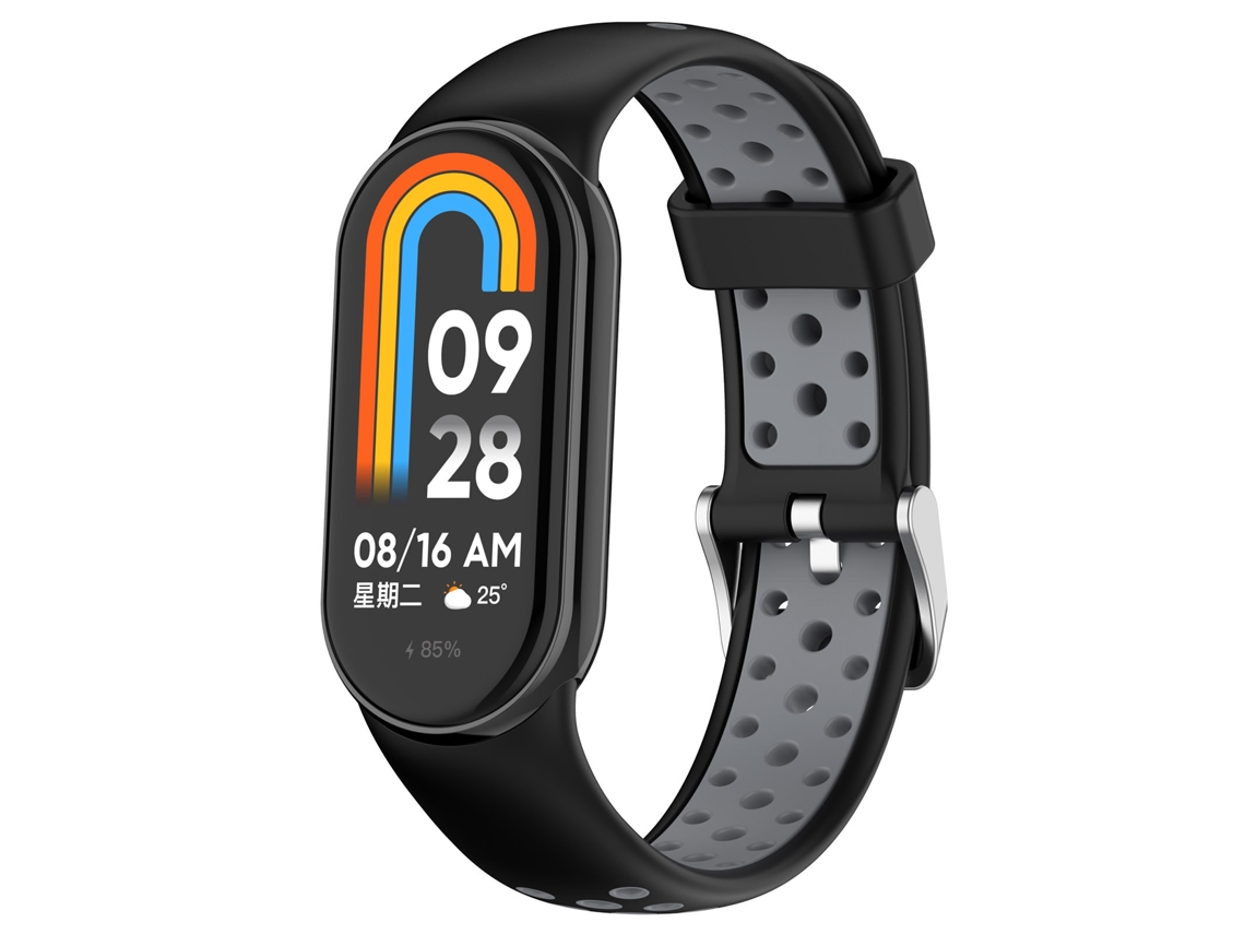 Bracelete De Smartwatch Para Xiaomi Band 9/Xiaomi Band 8 Bracelete De Silicone Respirável De Duas Cores (Preto Cinza) GERTIZ