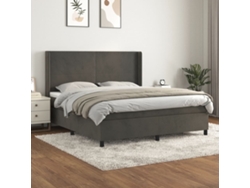 Cama Box Spring Con Colchón Terciopelo Gris Oscuro 180x200 Cm