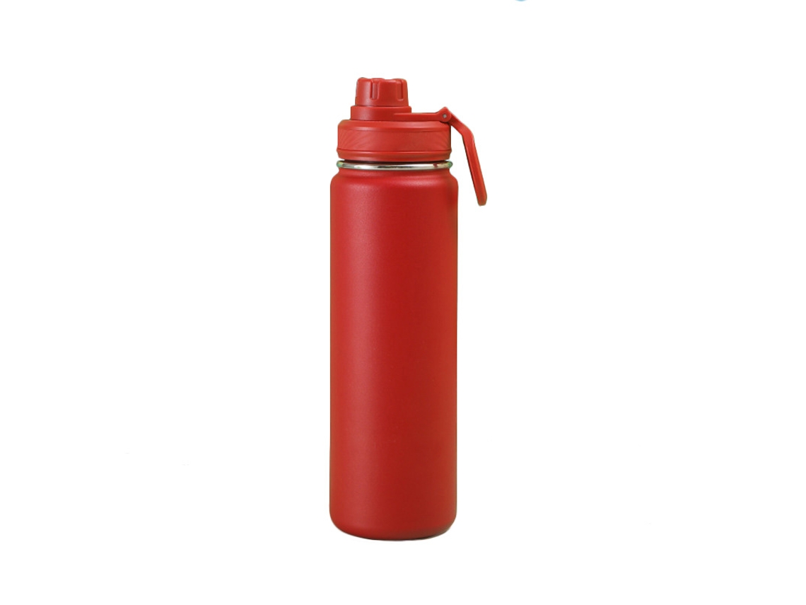 Botella deportiva térmica de 750 ml, fabricada en acero inoxidable con titanio puro, portátil, Mdug (roja)