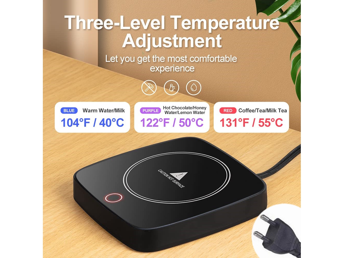 Calentador de tazas Digitallab con temperatura ajustable y temperatura constante de 55 grados (negro)