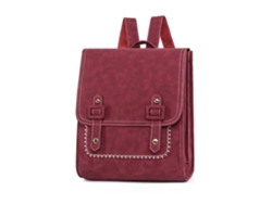 Mochila moderna para mujer en suave piel sintética, ideal para la escuela, viajes y uso diario. Color rojo.
