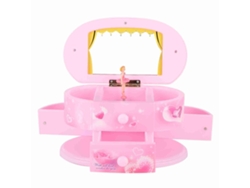 Caja de música Baok-Balarina con forma de corazón, joyero con cabello, regalo para niñas (rosa)