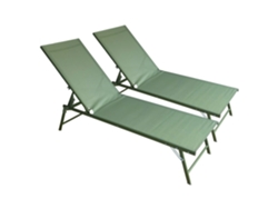 Pack De 2 Tumbonas Plegables Sicilia De Textileno Verde Salvia Y Estructura Verde Salvia