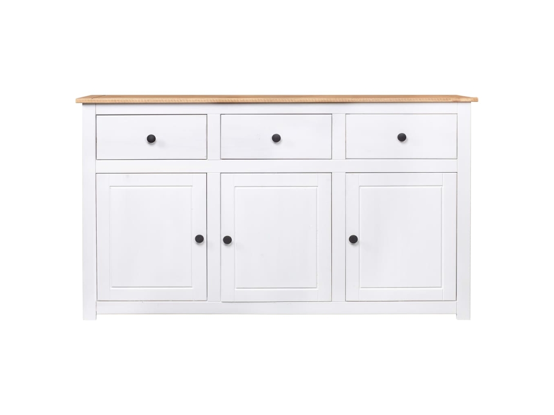 Aparador | Mueble De Comedor | Buffet De Madera De Pino Estilo Panamá Blanco 135x40x80 Cm Wsd821224