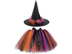 Traje De Bruja Para Halloween Con Tutú Y Sombrero Para Niñas Fiesta Disfraz