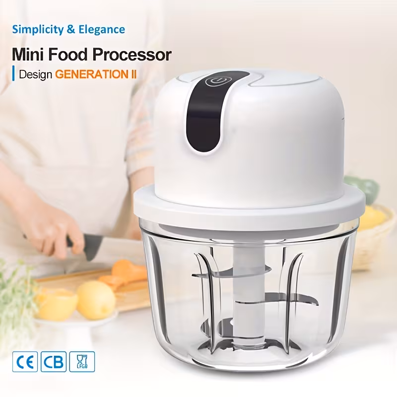 Prensa de ajo eléctrica, mini picadora de verduras portátil, 350 ml, apta para cebollas Stelasplen