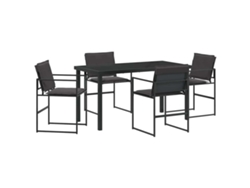 Juego de comedor de jardín de 5 piezas - Muebles de comedor de jardín de acero con recubrimiento de polvo negro HARLANV1