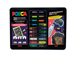Estuche metálico con 20 marcadores Posca Groovy