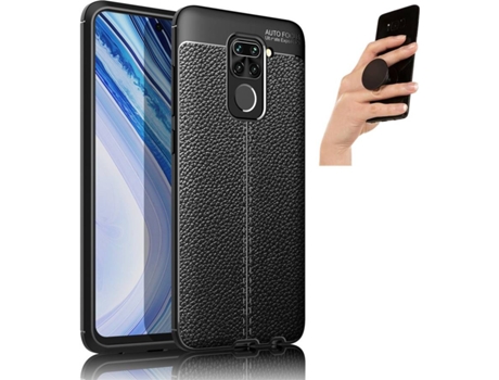 Carcasa y Popsocket Xiaomi Redmi Note 9 Rugged Leather Negro