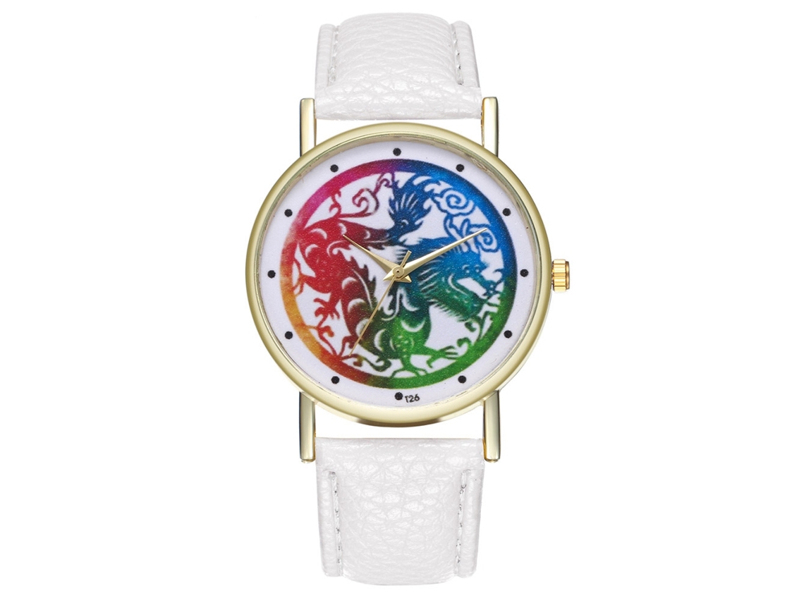 Reloj De Pulsera Zhoulianfa De Cuarzo Con Correa De Cuero Sintético, Estilo Nacional, Unisex, Blanco.