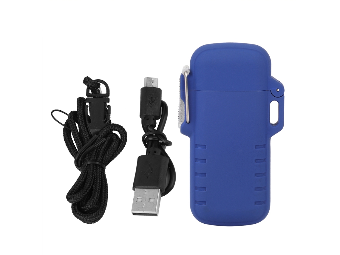 Encendedor Electrónico Usb Impermeable Con Doble Arco, Resistente Al Viento, Regalo Para Hombres, Azul.