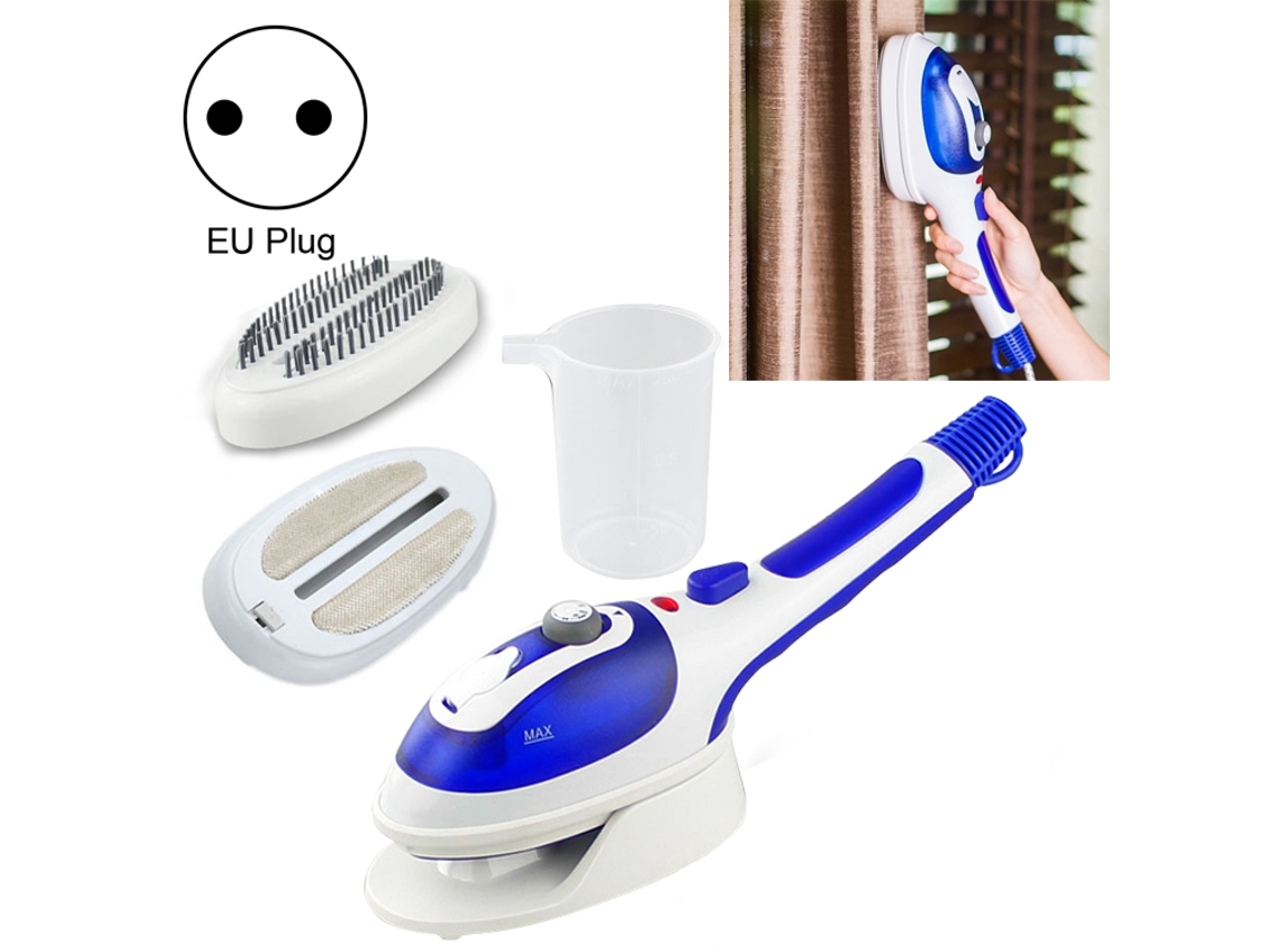 Plancha multifuncional para uso doméstico con base de cerámica, cepillo de tela suave y taza medidora europea MDUG (color: azul)