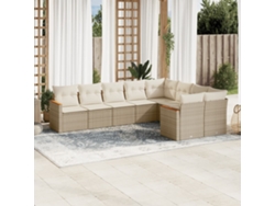 Conjunto de 9 sofás de jardín con cojines de mimbre beige de Dkd Home Decor