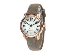 Reloj De Pulsera De Moda Para Mujer Con Correa De Cuero Y Esfera Redonda Gris.