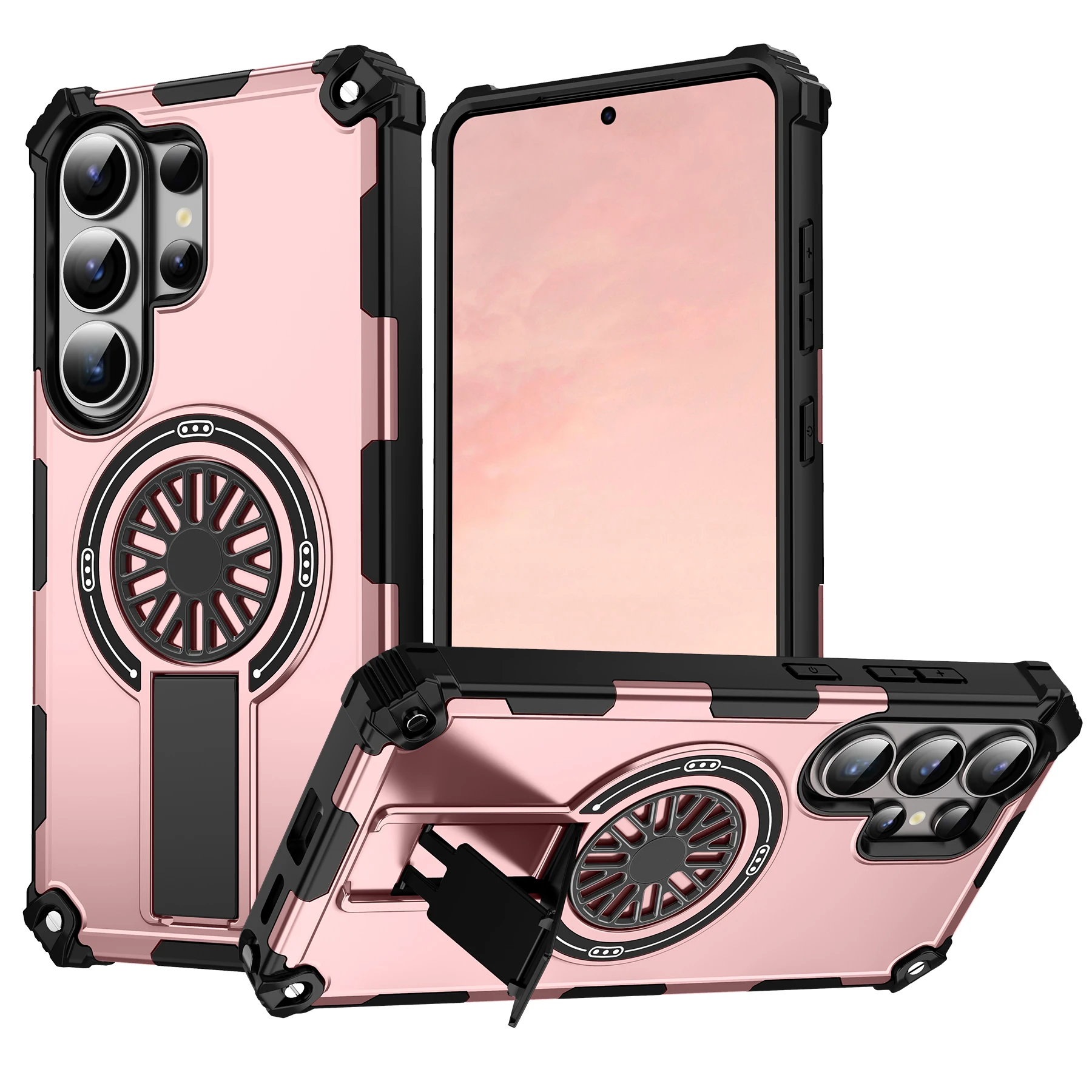 (galaxy S25 Rosa) Compatible Con La Funda Protectora Magnética Samsung Magsafe Con Soporte Plegable Y Cubierta Trasera.