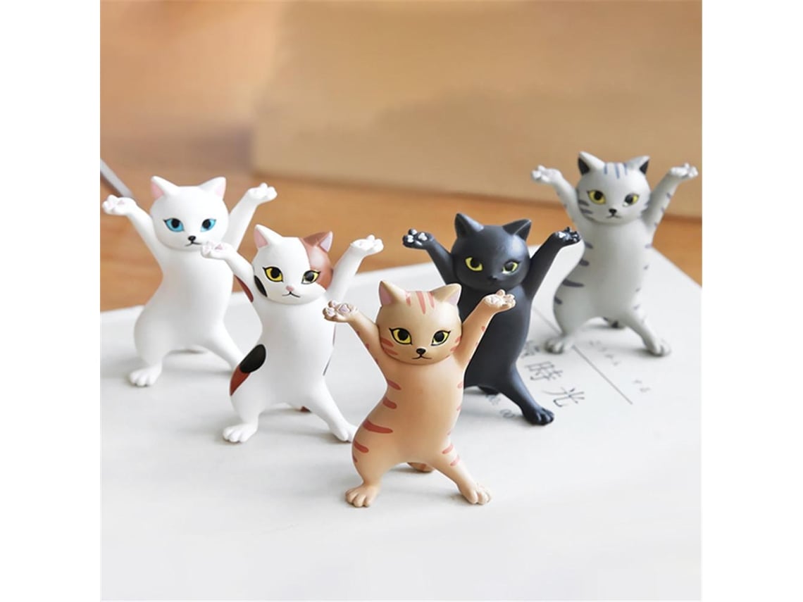 Ats-5pcs Modelo De Gato Bailando Con Manos Levantadas Figuras De Gato Ornamentos Juguetes Para Niños Habitación Estudio