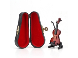 Ats-modelo De Violín De Madera En Miniatsura 1:12 Con Caja Accesorio Simulado Para Casa De Muñecas