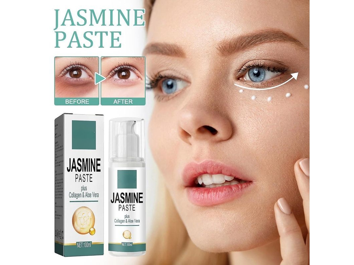 Crema Para El Contorno De Ojos Con Jazmín, Colágeno Y Aloe Vera, Elimina Ojeras, Bolsas Y Arrugas.