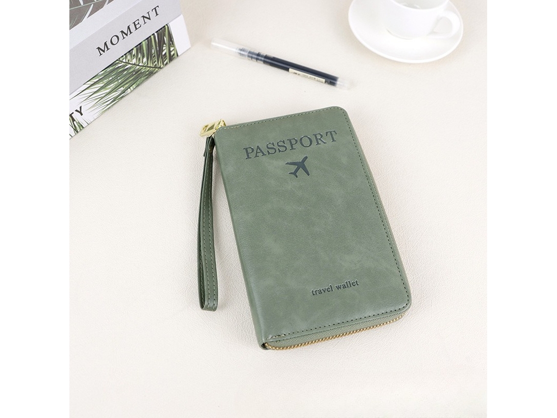 Cartera para pasaporte con protección RFID para viajes, para mujer/hombre, color verde oliva Hexinyigjly