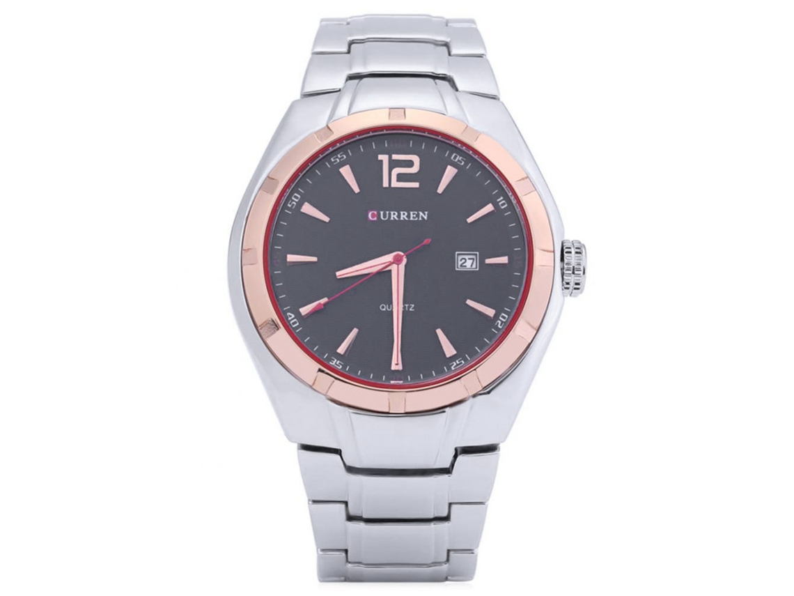 Reloj De Pulsera Para Hombres Elegante Con Movimiento De Cuarzo Curren (anillo Dorado + Negro)