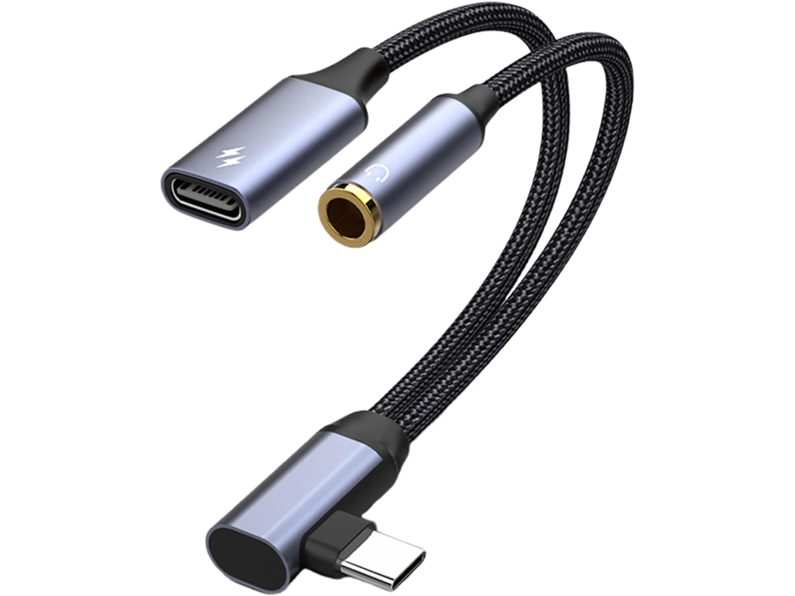 Adaptador de audio USB-C a 3,5 mm, 2 en 1, adaptador de jack de 3,5 mm | Convertidor con cable trenzado, cargador Gokoco