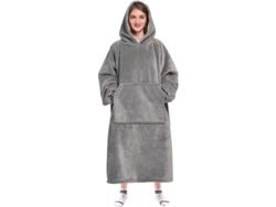 Manta Con Capucha, Pijama De Invierno De Franela, Manta Unisex Para Llevar Puesta (gris - Con Capucha 180 Cm) Cuich