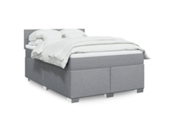 Cama Box Spring Con Colchón Tela Gris Claro 140x190 Cm