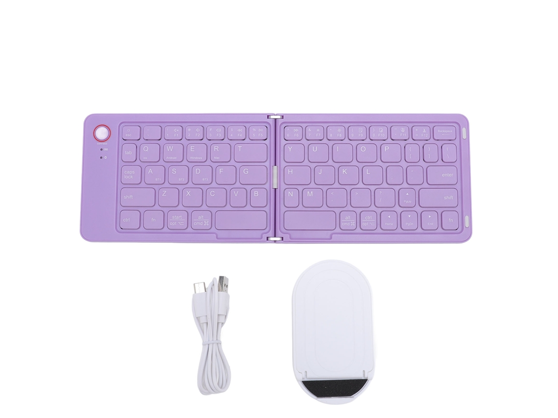Baoj-2026teclado Bluetooth Plegable Inalámbrico Portátil 67 Teclas Recargable Slim Universal Para Teléfono Tablet Laptop Morado