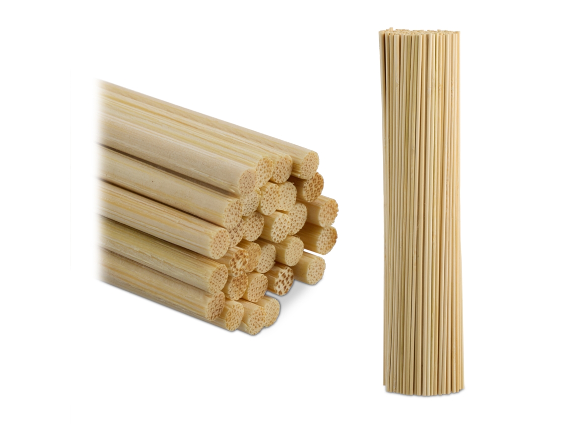 Relaxdays Cañas De Bambú Finas, Set De 500, 30 Cm, Varillas Manualidades, Palitos Madera, Tutores Plantas, Natural