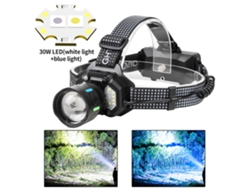 Blanco+azulipree Linterna Frontal Led Doble Fuente Zoom Interruptor Detección Largo Alcance Exterior Larga Duración Foco Búsqueda