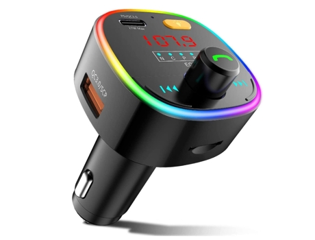 Transmisor FM Bluetooth 5.0 para automóvil, cargador USB rápido tipo C y QC3.0 de 45 W, adaptador inalámbrico de radio FM Bluetooth Reproductor de ...