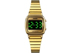 Reloj Digital Fino Oro Acero Inoxidable Reloj Retroiluminación Temporizador Resistente Al Agua Despertador Reloj Led Morado Yuysan