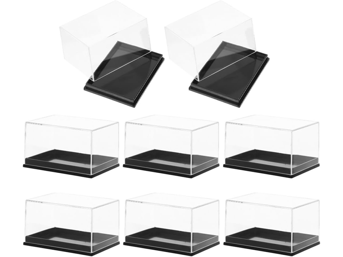 Juego 8 Cajas Presentación Transparentes Piedras Preciosas Almacenamiento Muestras Vitrinas Plástico