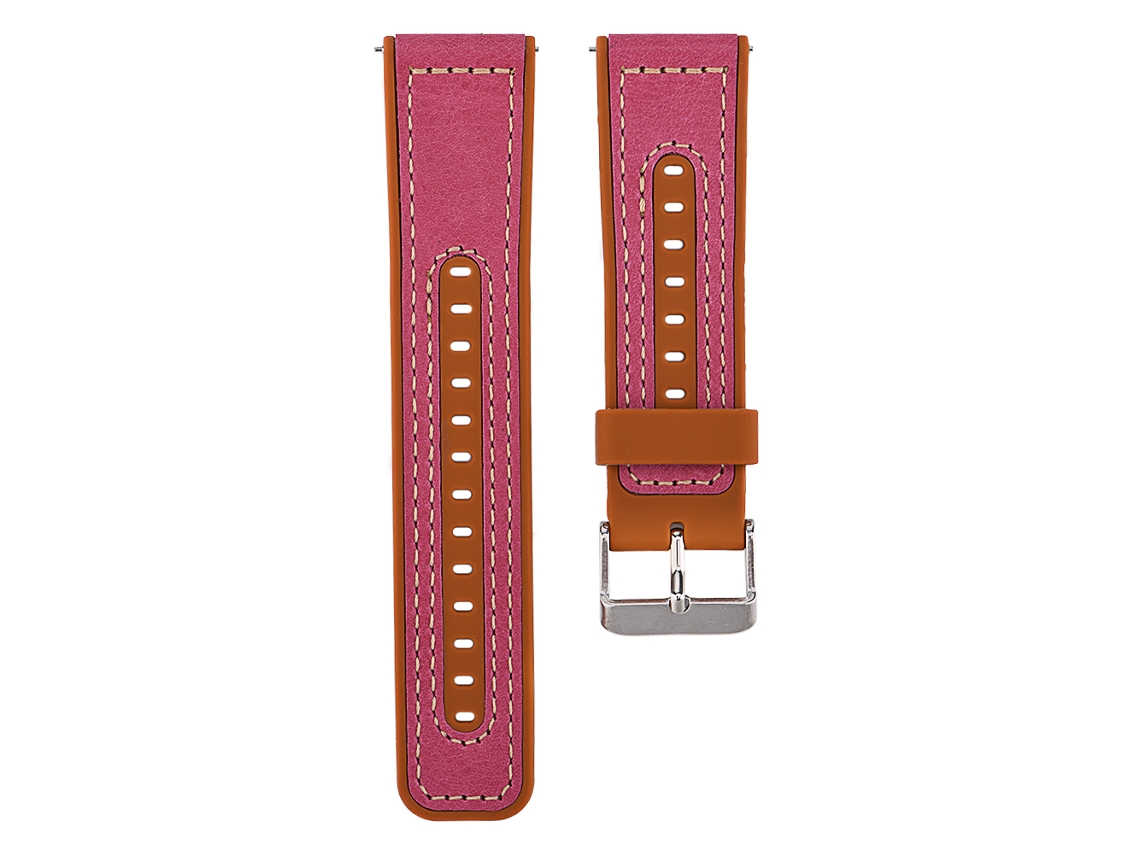 Pulseira De Reposição De Couro E Silicone Com Fivela De Metal Para Fitbit Ionic Cor Rosa