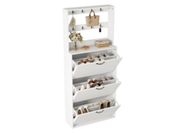 Zapatero con 3 puertas y estante para zapatos, blanco, MOBRIO