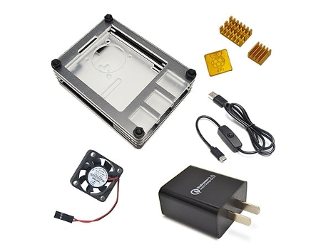 Kit de Caja de 9 Capas SLOWMOOSE Pi 4B y Linea de Alimentación Cargador / Adaptador de Interface Tipo C