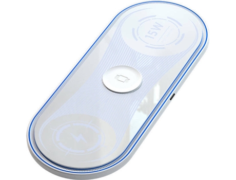 Cargador CHRONUS Inalámbrico Carga rápida 3 en 1 con doble luz ambiental (15 W - Blanco)
