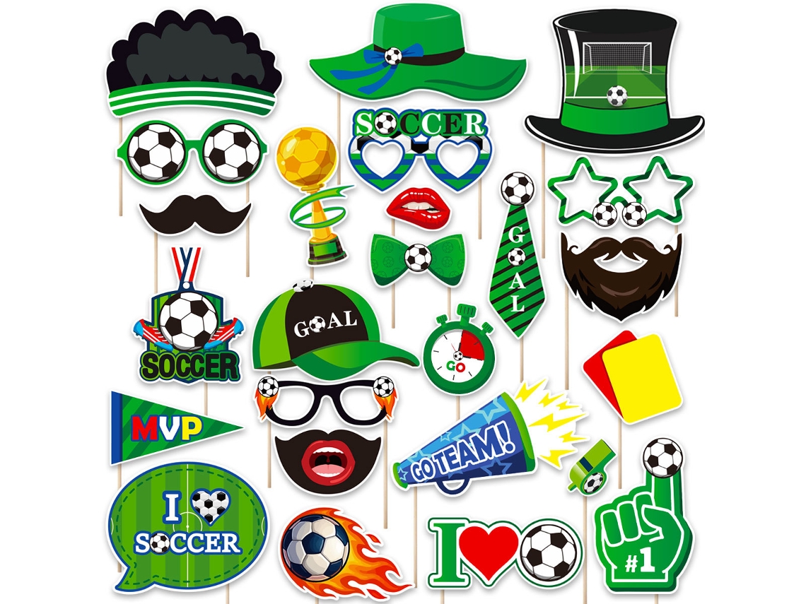 Máscaras Fotográficas Del Mundial (paquete De 25), Incluye Tarjeta, Palito Y Adhesivo, Accesorio Para Decoración De Fiestas, Fútbol, Fotogra
