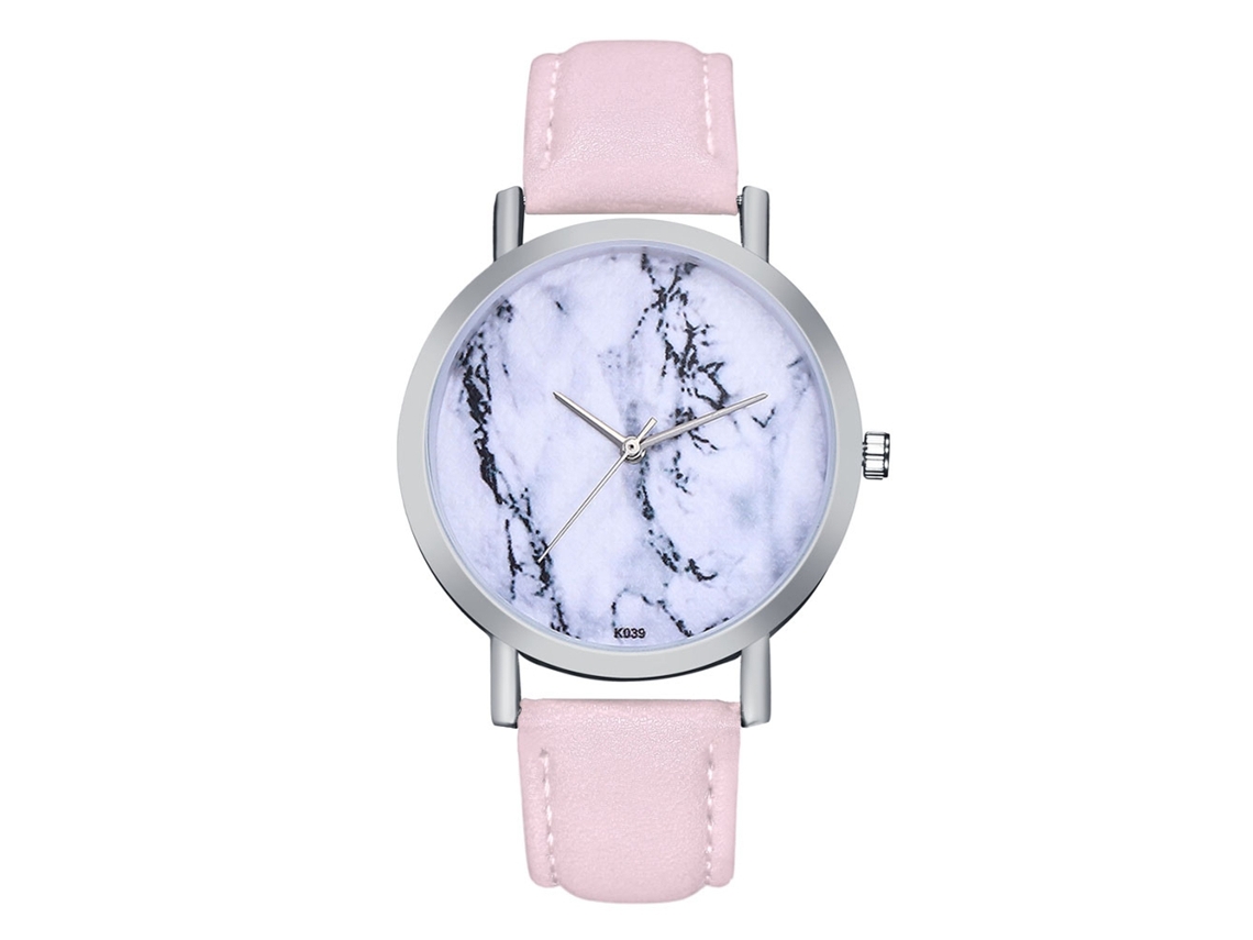 Reloj De Cuarzo De Pareja Con Correa De Cuero Pu, Caja Plateada, Dial Personalizado (rosa)
