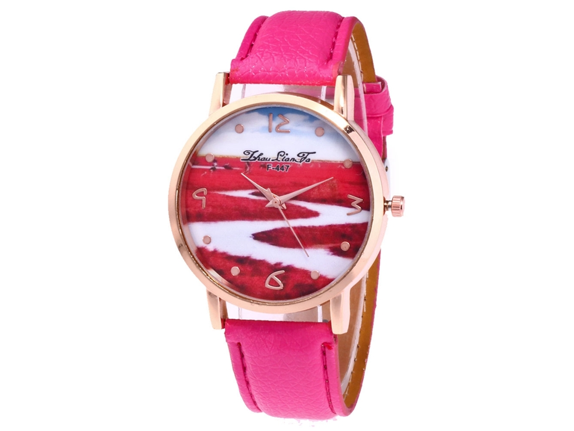Reloj De Pulsera Zhoulianfa Para Estudiantes Con Correa De Pu Y Esfera Redonda (rosa Y Rojo)