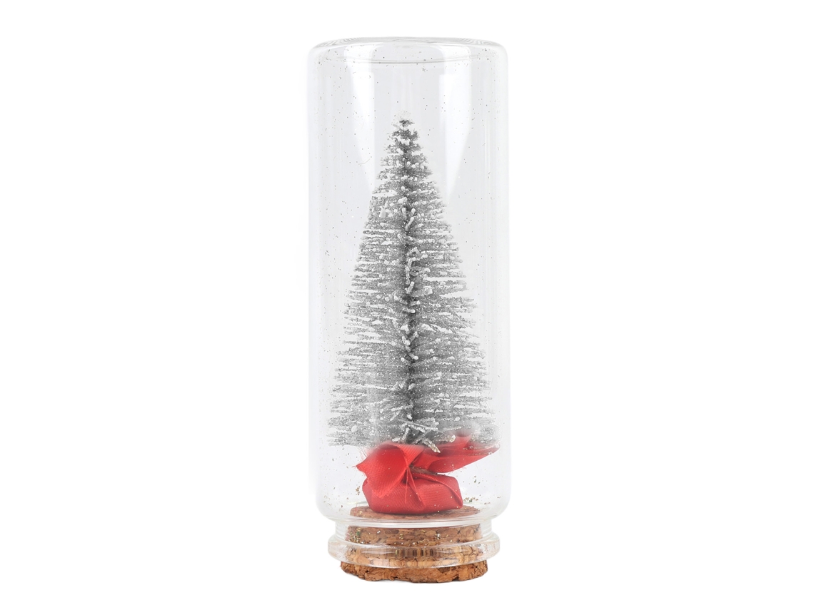 Pequeño Árbol De Navidad Artificial Decorativo Para Mesa Con Cinta Roja Y Plateada, Miniatura Portátil Para Navidad.